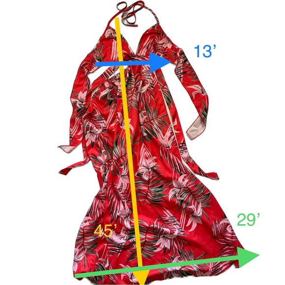 🎉6/$26🎉SHEIN Vcay Tropical Print Backless Knot Halter Neck - Picture 2 of 4